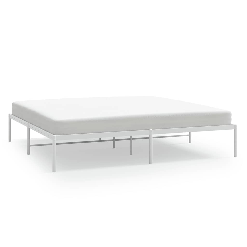 White Metal Bed Frame 183x213cm - Sturdy & Stylish Design