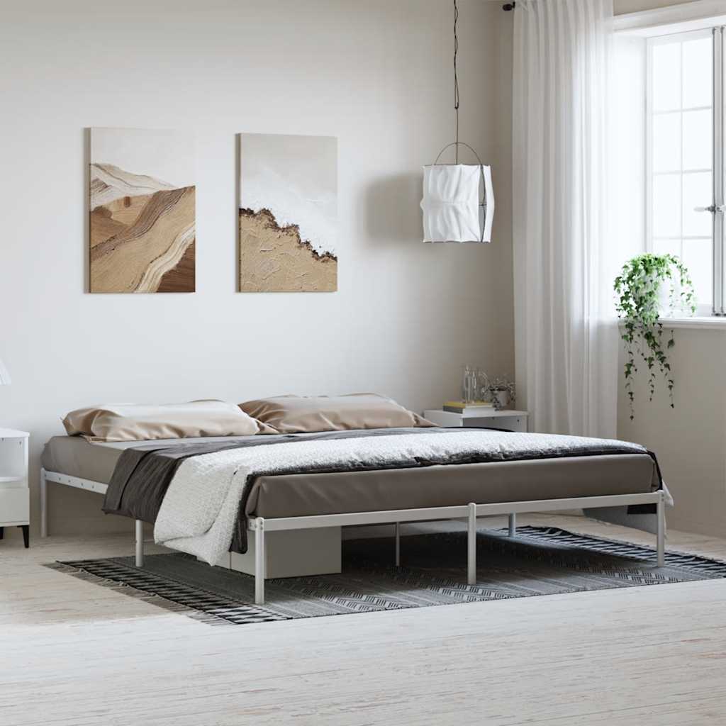 White Metal Bed Frame 183x213cm - Sturdy & Stylish Design