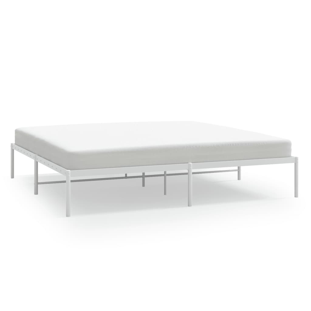 White Metal Bed Frame 193x203cm – Sturdy, Stylish & Mattress-Free