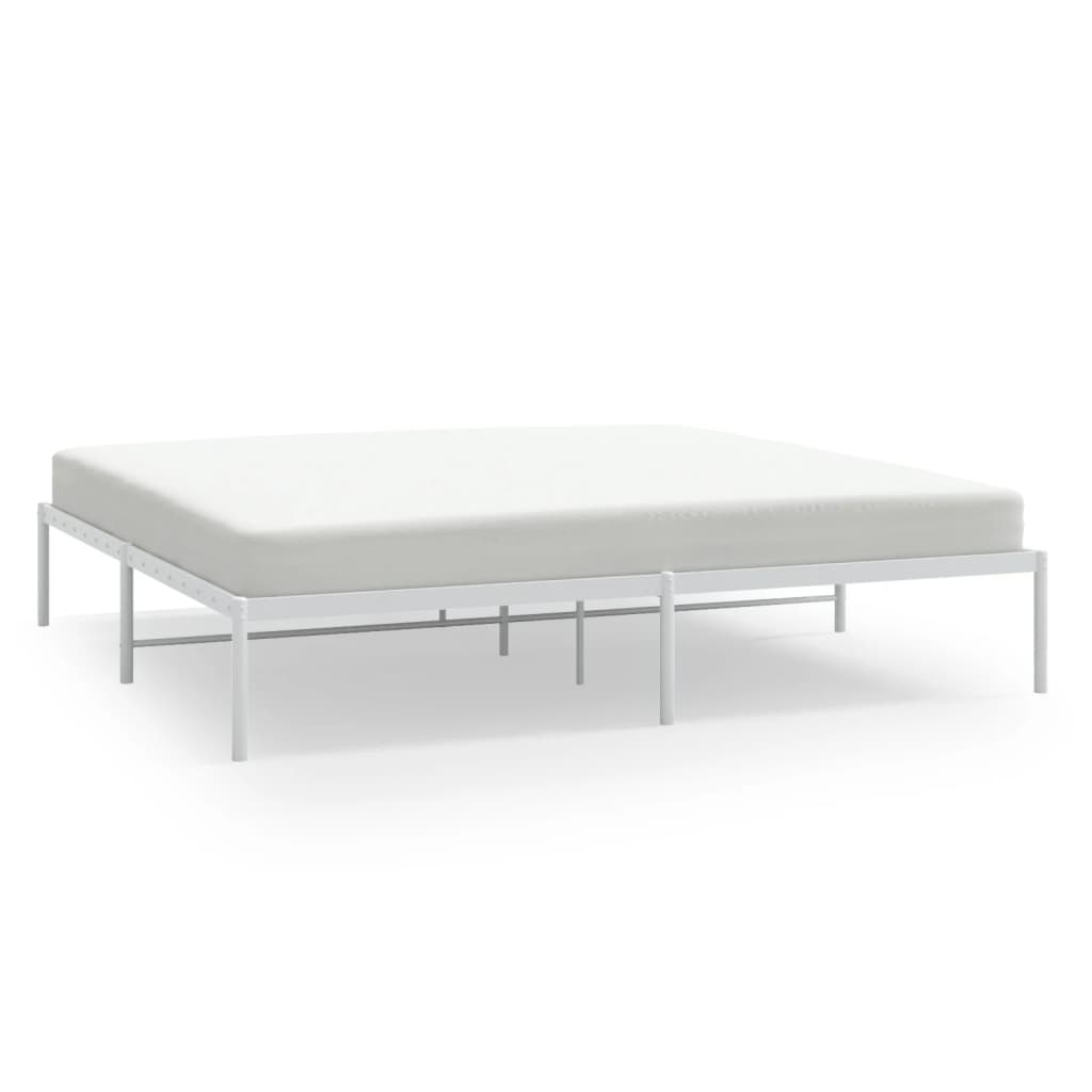 White Metal Bed Frame - Sturdy & Stylish 200x200cm (No Mattress)