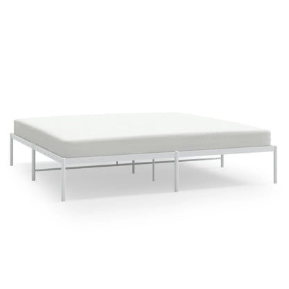 White Metal Bed Frame - Sturdy & Stylish 200x200cm (No Mattress)