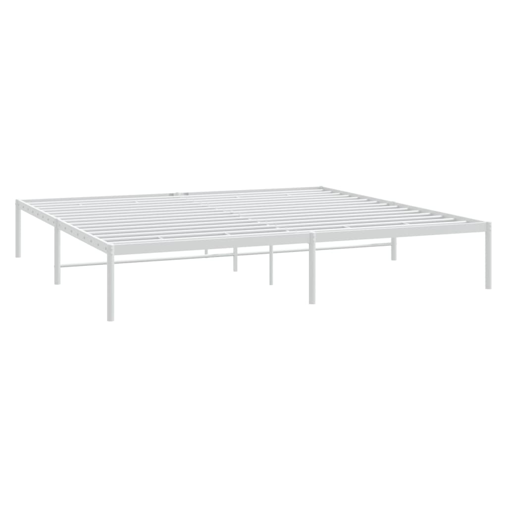 White Metal Bed Frame - Sturdy & Stylish 200x200cm (No Mattress)