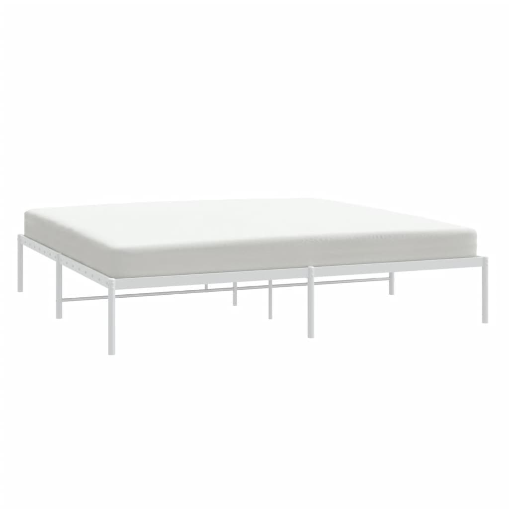 White Metal Bed Frame - Sturdy & Stylish 200x200cm (No Mattress)
