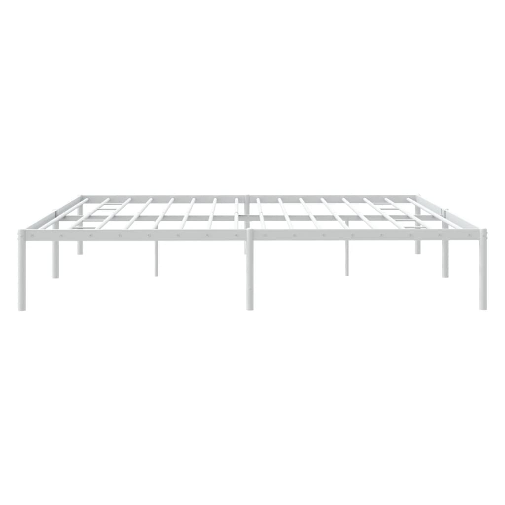 White Metal Bed Frame - Sturdy & Stylish 200x200cm (No Mattress)
