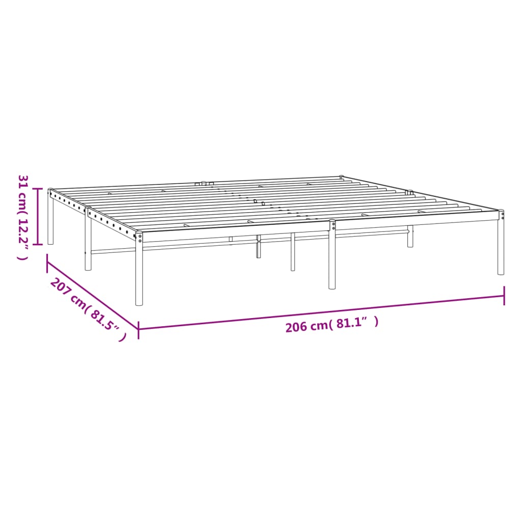 White Metal Bed Frame - Sturdy & Stylish 200x200cm (No Mattress)