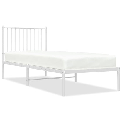 White Metal Bed Frame with Headboard 80x200cm - Sturdy & Stylish