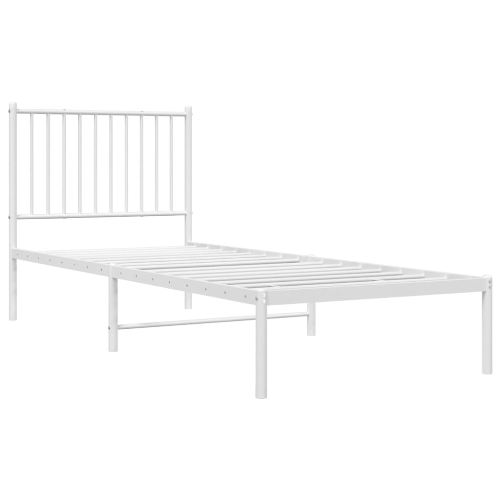 White Metal Bed Frame with Headboard 80x200cm - Sturdy & Stylish