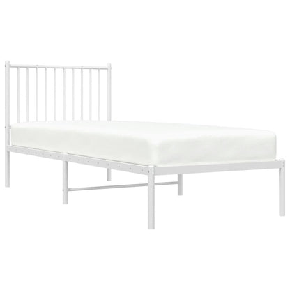 White Metal Bed Frame with Headboard 80x200cm - Sturdy & Stylish