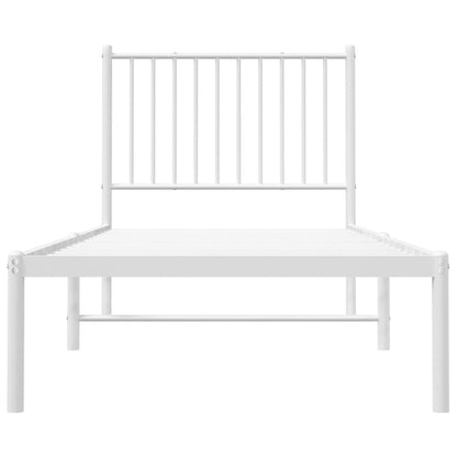 White Metal Bed Frame with Headboard 80x200cm - Sturdy & Stylish
