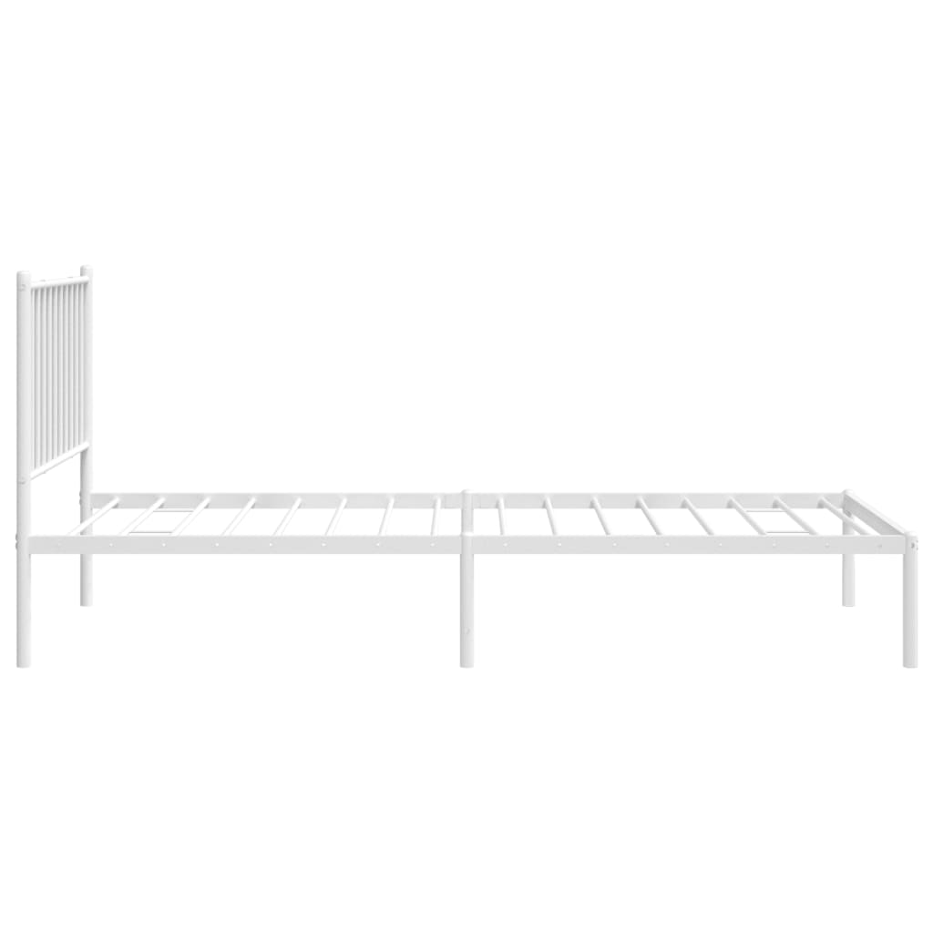 White Metal Bed Frame with Headboard 80x200cm - Sturdy & Stylish