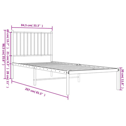 White Metal Bed Frame with Headboard 80x200cm - Sturdy & Stylish
