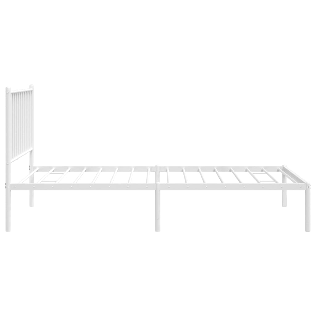 White Metal Bed Frame with Headboard - 90x190cm (Mattress Not Included)