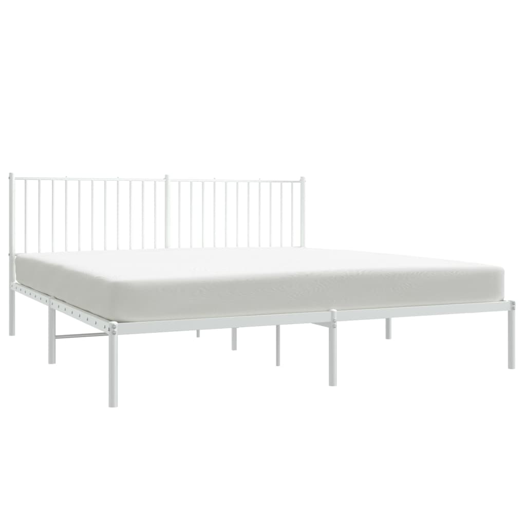 Metal Bed Frame without Mattress with Headboard White 180x200cm