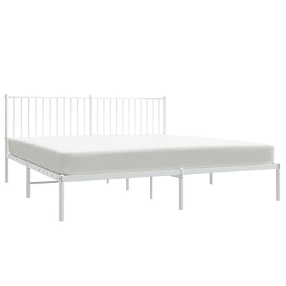 Metal Bed Frame without Mattress with Headboard White 180x200cm