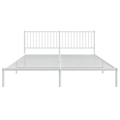 Metal Bed Frame without Mattress with Headboard White 180x200cm