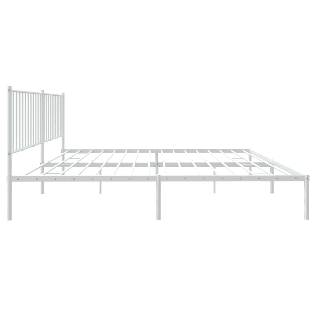 Metal Bed Frame without Mattress with Headboard White 180x200cm