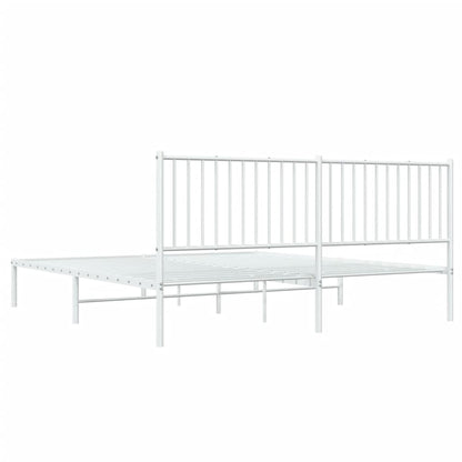Metal Bed Frame without Mattress with Headboard White 180x200cm