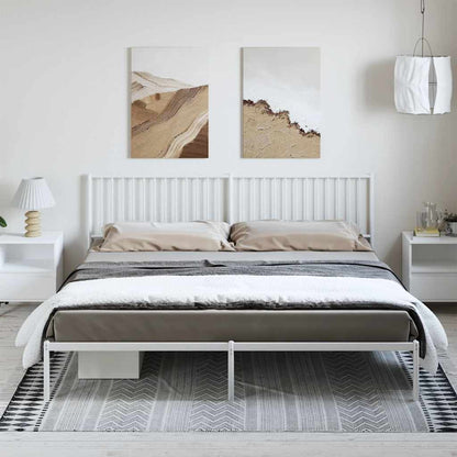 White Metal Bed Frame with Headboard, 193x203cm - Mattress Not Included