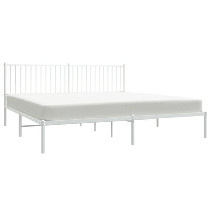 White Metal Bed Frame with Headboard (200x200cm) - No Mattress Included