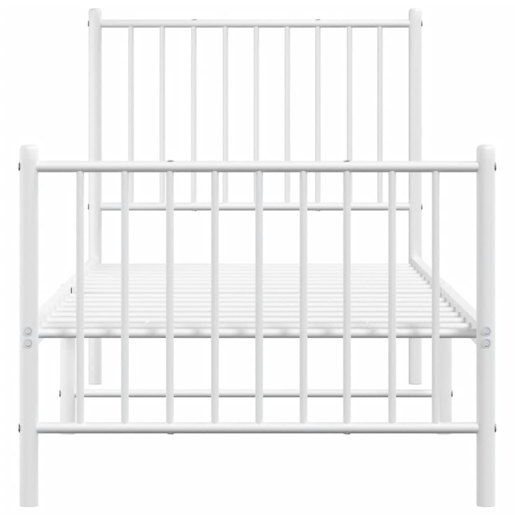 White Metal Bed Frame with Footboard, 80x200cm, No Mattress Included