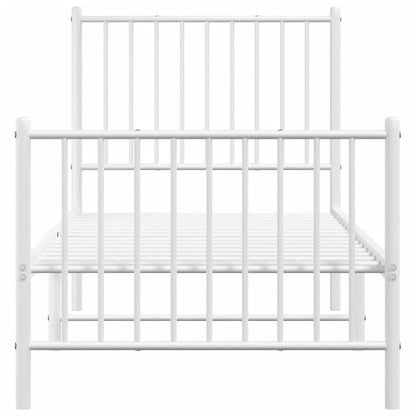 White Metal Bed Frame with Footboard, 80x200cm, No Mattress Included
