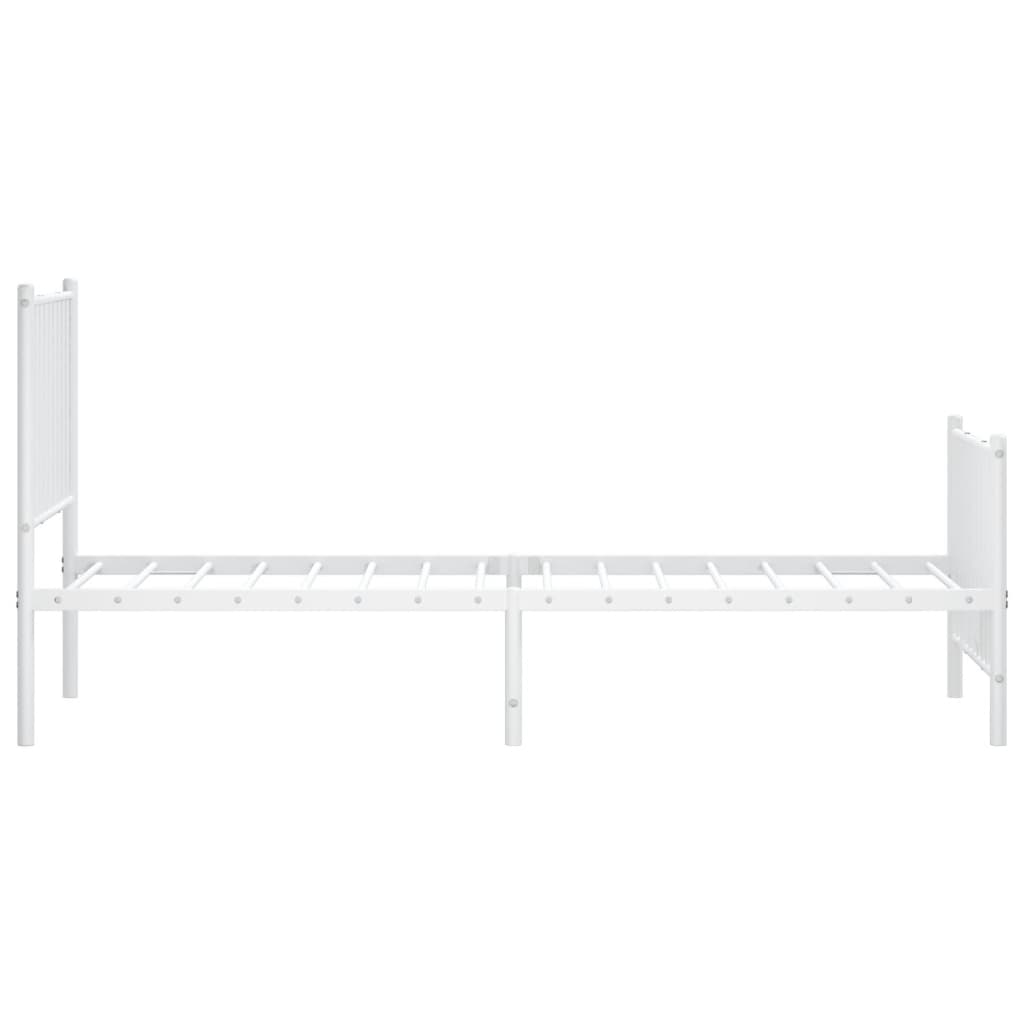 White Metal Bed Frame with Footboard, 80x200cm, No Mattress Included