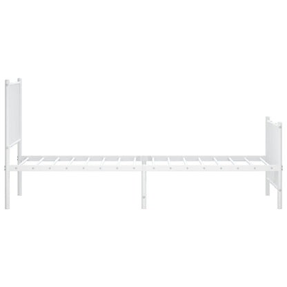 White Metal Bed Frame with Footboard, 80x200cm, No Mattress Included