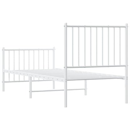 White Metal Bed Frame with Footboard, 80x200cm, No Mattress Included
