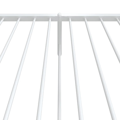 White Metal Bed Frame with Footboard - 90x200cm, No Mattress