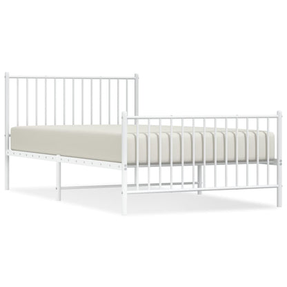 White Metal Bed Frame with Footboard - 107x203cm, Stylish & Durable