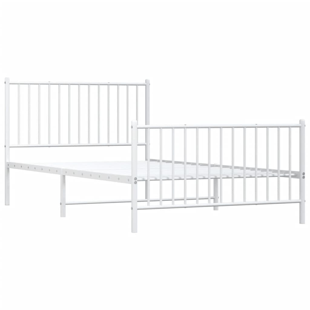 White Metal Bed Frame with Footboard - 107x203cm, Stylish & Durable