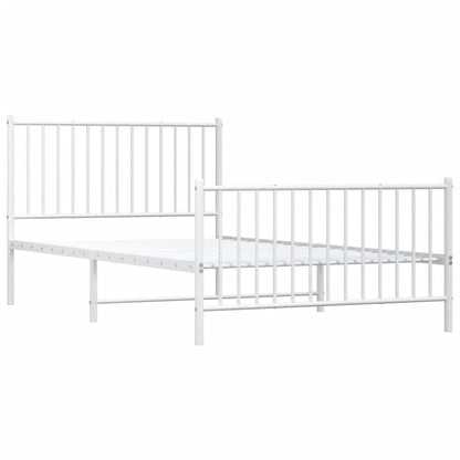 White Metal Bed Frame with Footboard - 107x203cm, Stylish & Durable