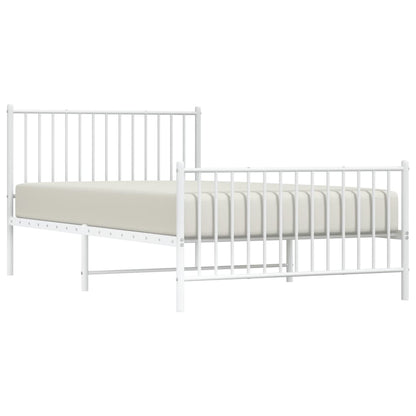 White Metal Bed Frame with Footboard - 107x203cm, Stylish & Durable