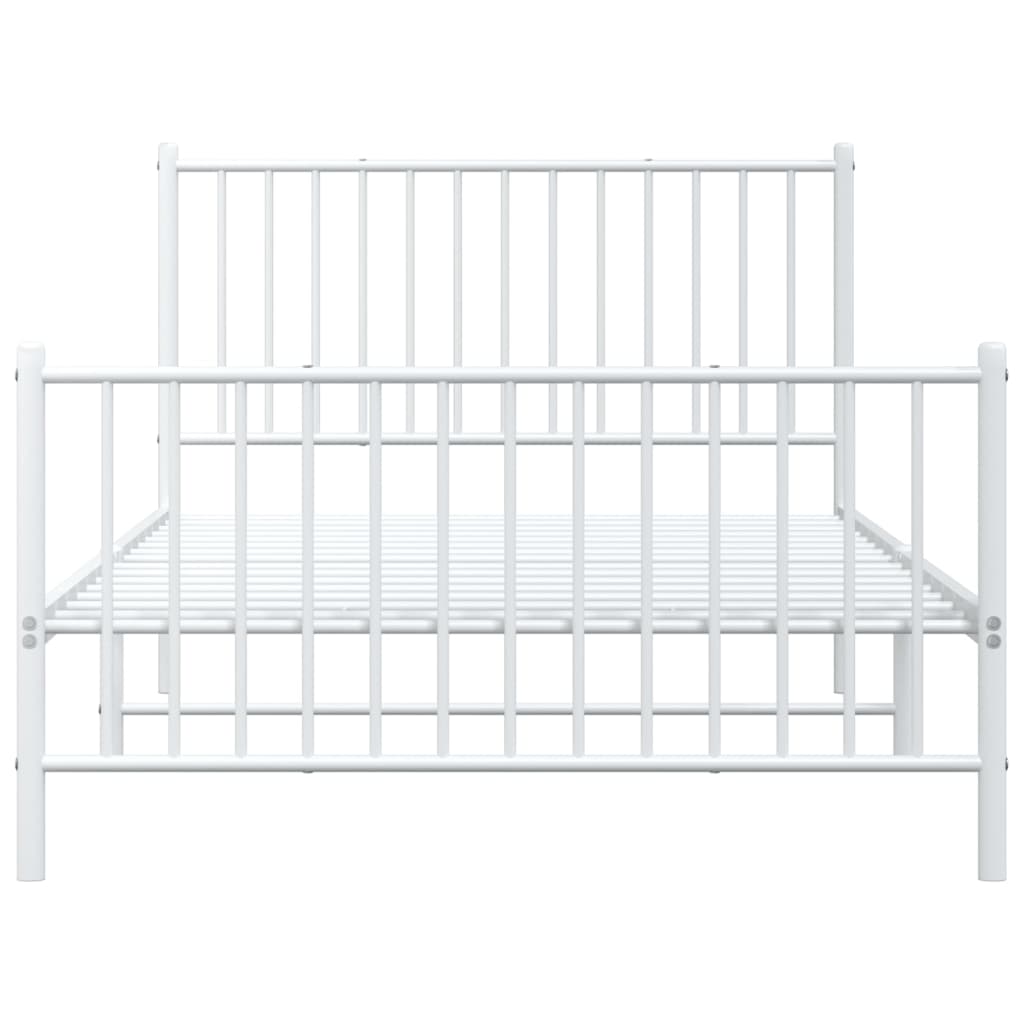 White Metal Bed Frame with Footboard - 107x203cm, Stylish & Durable