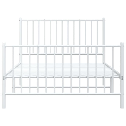 White Metal Bed Frame with Footboard - 107x203cm, Stylish & Durable