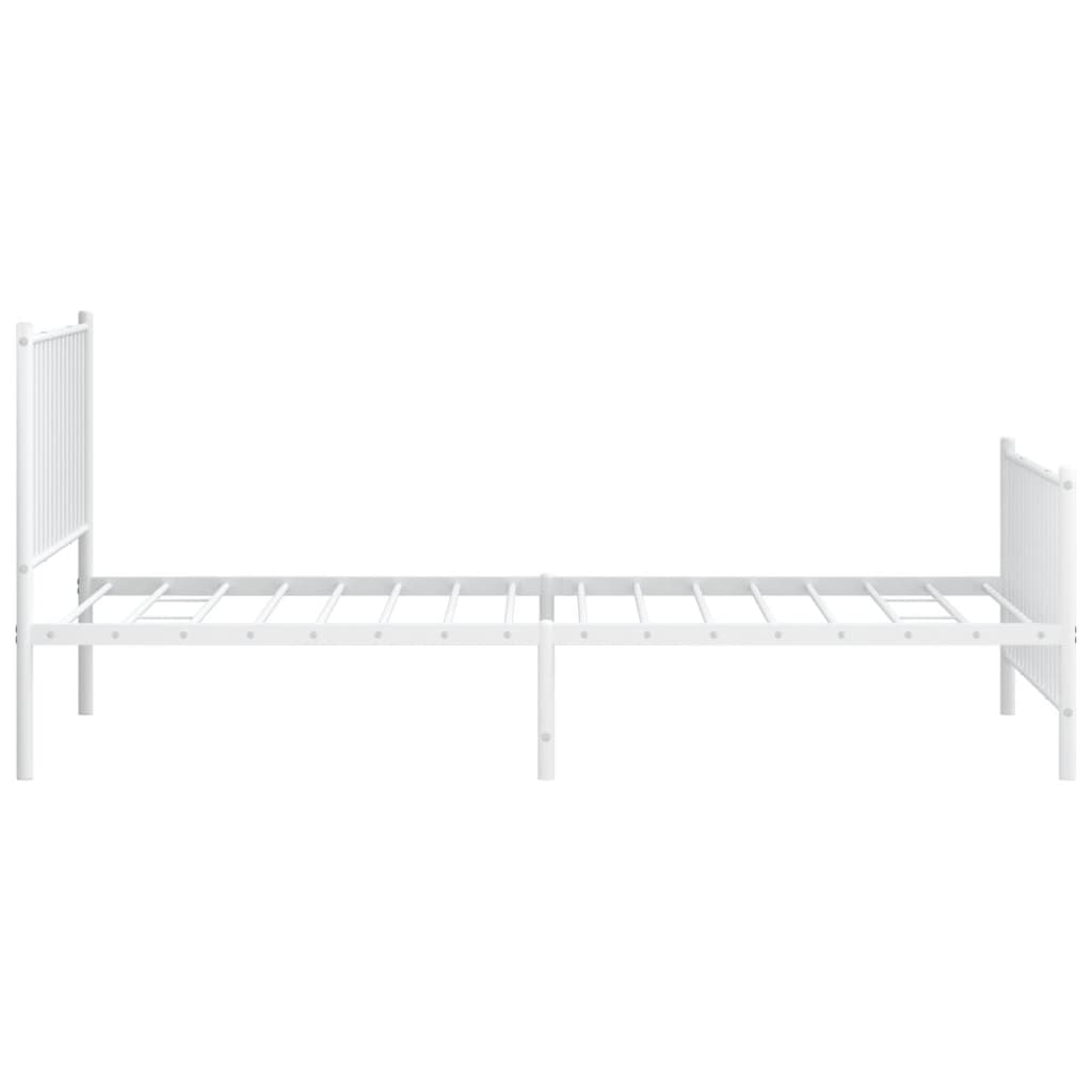 White Metal Bed Frame with Footboard - 107x203cm, Stylish & Durable