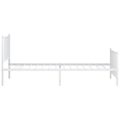 White Metal Bed Frame with Footboard - 107x203cm, Stylish & Durable