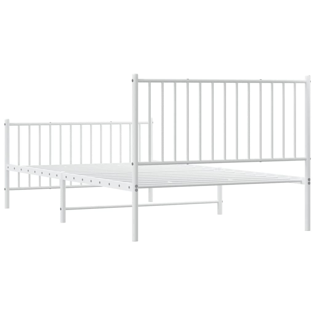 White Metal Bed Frame with Footboard - 107x203cm, Stylish & Durable