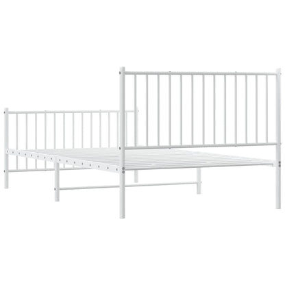 White Metal Bed Frame with Footboard - 107x203cm, Stylish & Durable