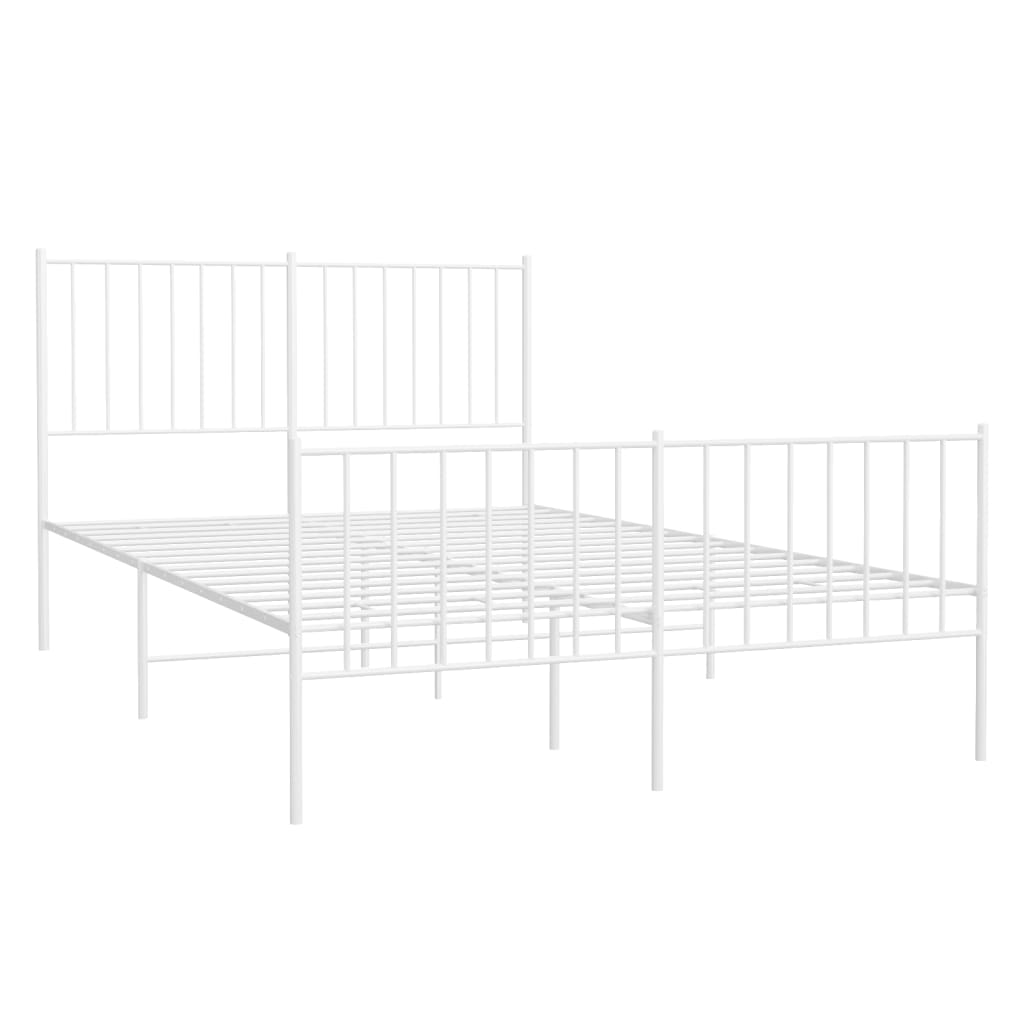 White Metal Bed Frame with Footboard, 120x190cm, No Mattress Included