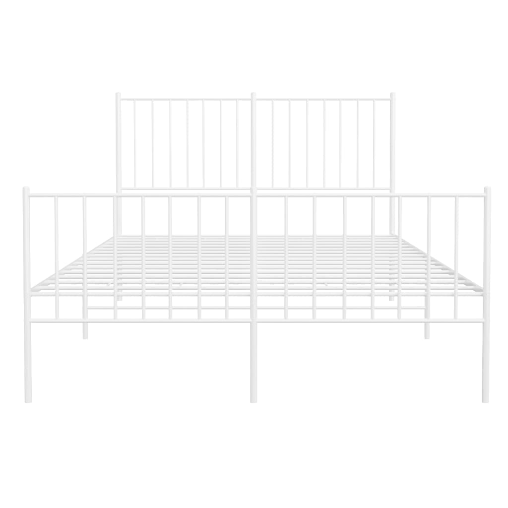 White Metal Bed Frame with Footboard, 120x190cm, No Mattress Included