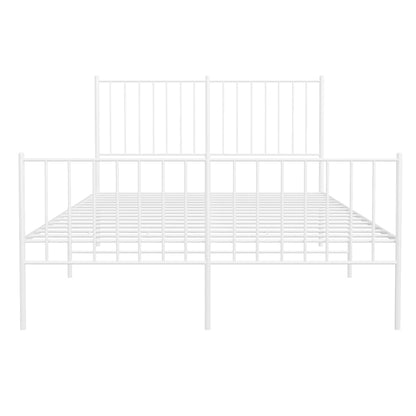 White Metal Bed Frame with Footboard, 120x190cm, No Mattress Included