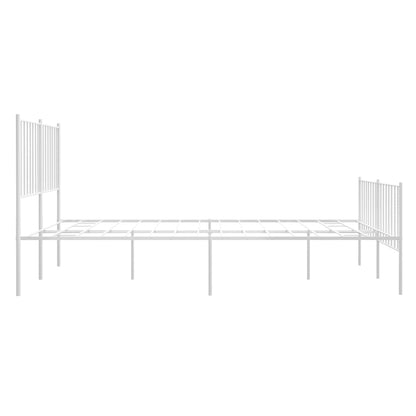 White Metal Bed Frame with Footboard, 120x190cm, No Mattress Included