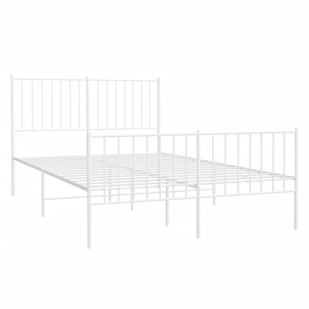 White Metal Bed Frame 120x200cm with Footboard - No Mattress
