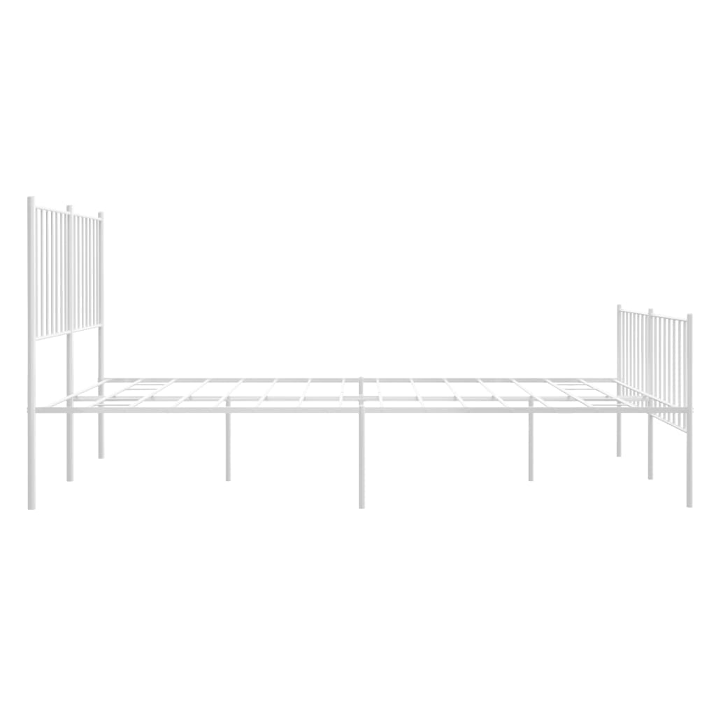 White Metal Bed Frame 120x200cm with Footboard - No Mattress