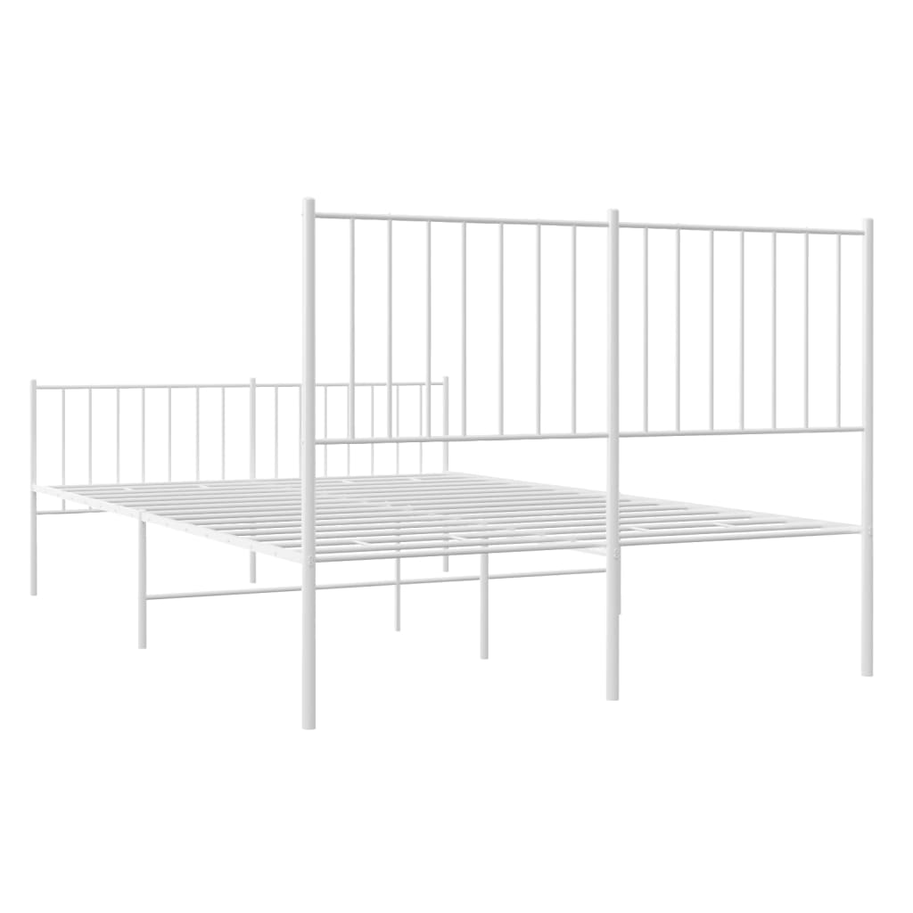 White Metal Bed Frame 120x200cm with Footboard - No Mattress