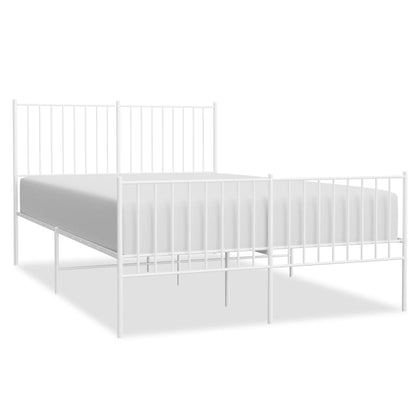 Elegant White Metal Bed Frame with Footboard, 140x200cm