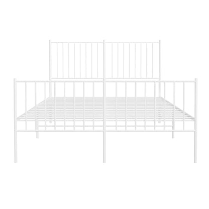 Elegant White Metal Bed Frame with Footboard, 140x200cm