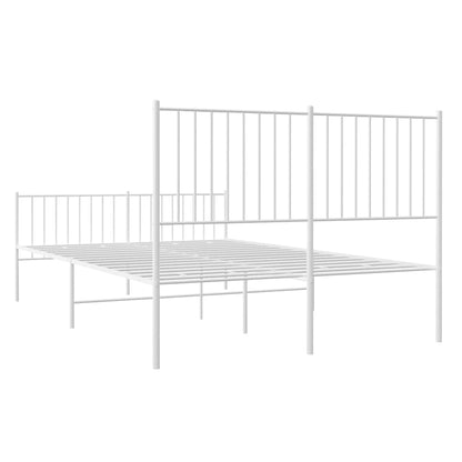 Elegant White Metal Bed Frame with Footboard, 140x200cm