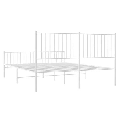 White Metal Bed Frame with Footboard, 150x200cm - No Mattress